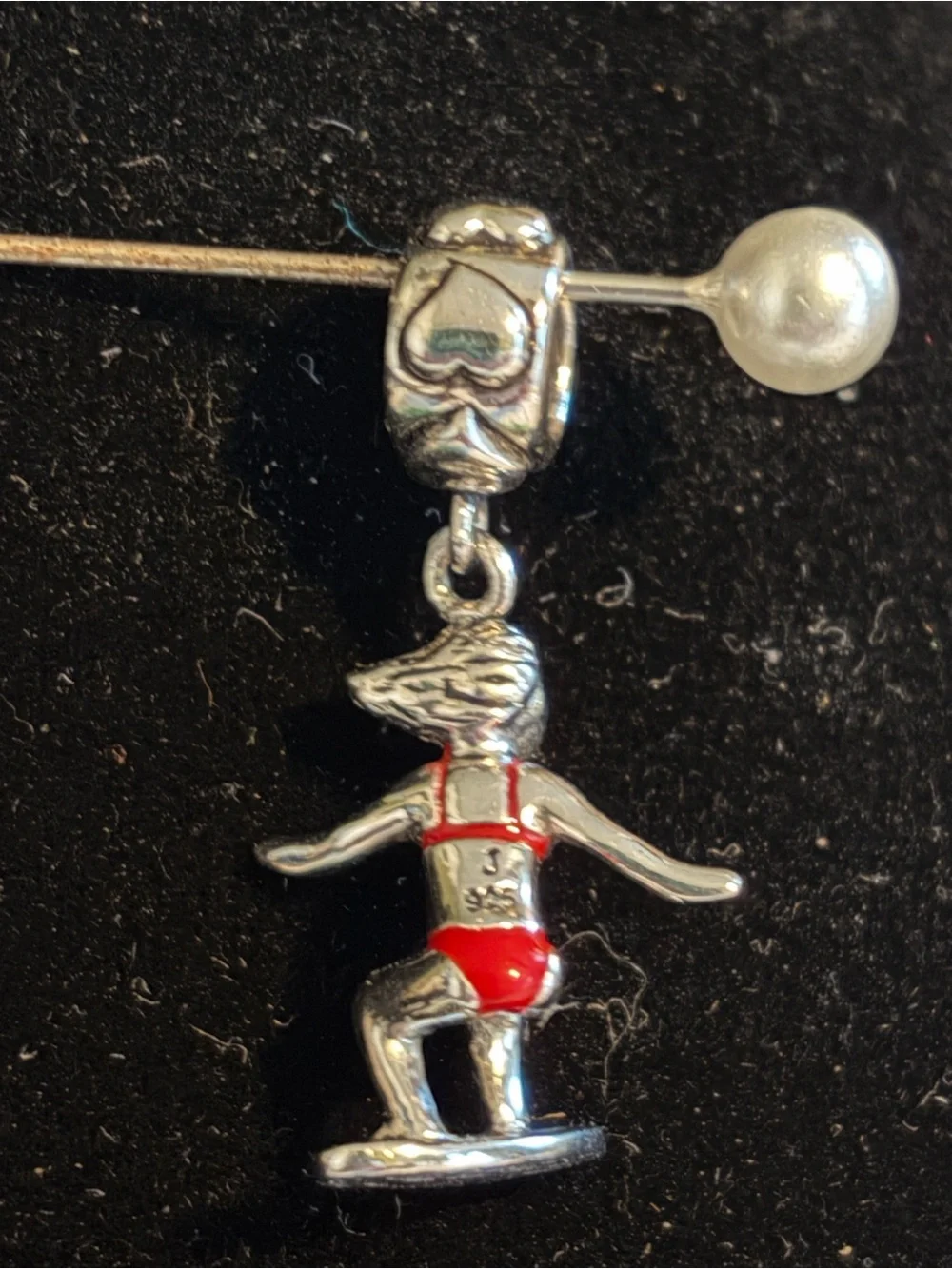Silver Surfer Girl Charm with Red Bikini